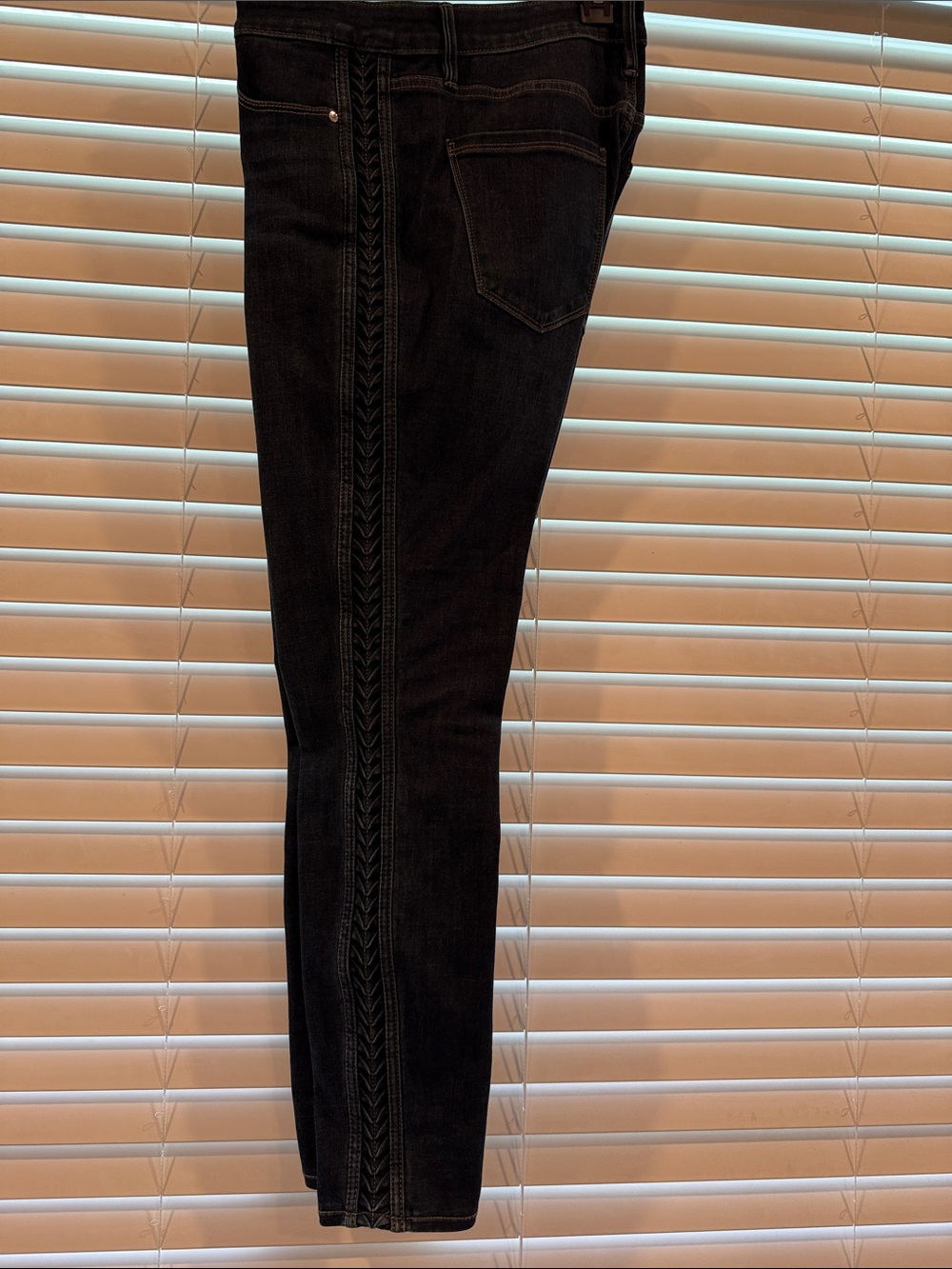White House Black Market Black Braided Side-Stripe Jeans
